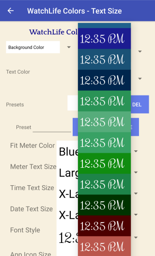 WatchLife Color Select Screen